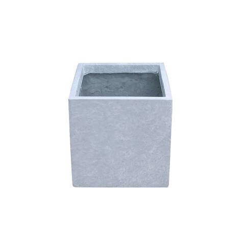 Kante 16 in. Tall Slate Gray Lightweight Concrete Square Modern Indoor ...