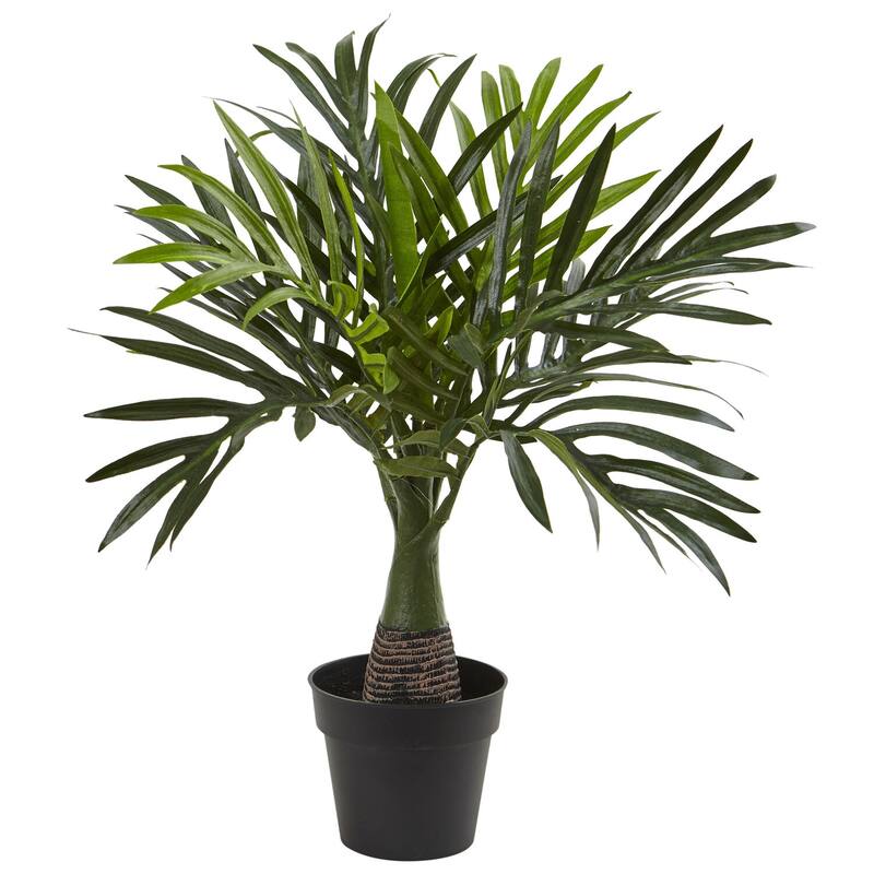 Artificial Palm Trees Set of 3 - Tropical Decor Indoor Outdoor Plants with Planters - Areca Banana Fountain Palm - 1.33ft.