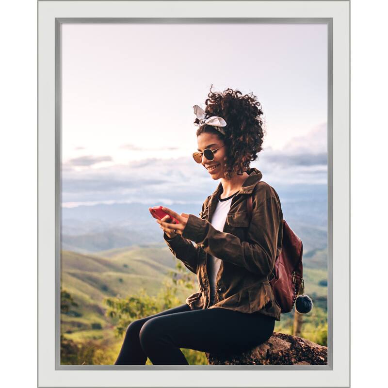 Eva Black Silver Narrow Framed Picture Frame, Photo Frame - 22x28 - Eva White Silver Narrow