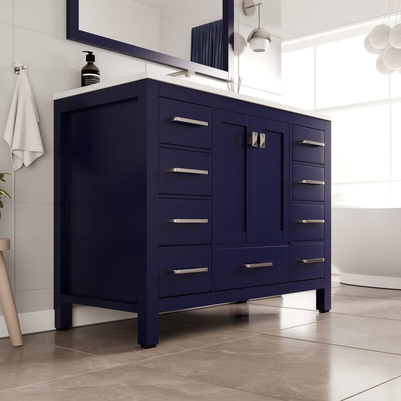 Eviva Aberdeen 42"W x 22"D Bath Vanity with Carrara Quartz Top