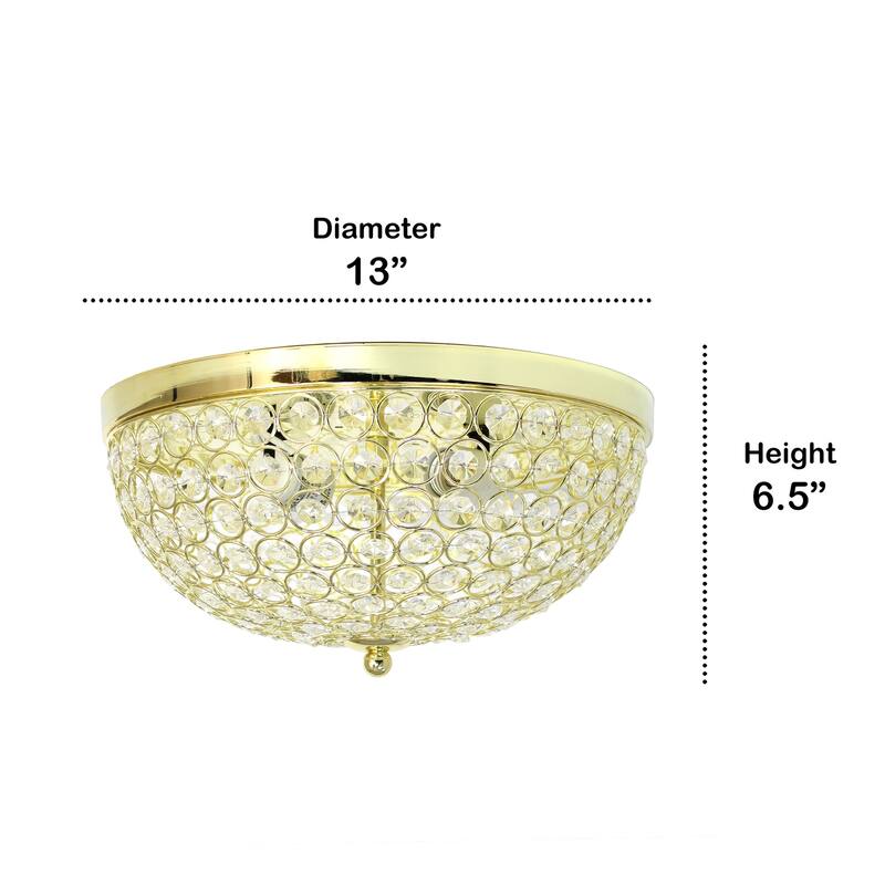 2 Light Flush Mount Ceiling Light, Gold Modern Chandelier for Hallway Bedroom - 6.5