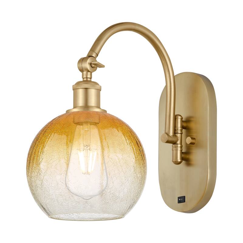 Innovations Lighting Endless Possibilities Ballston - Brookhaven Globe - 1 Light 8" Swiveling Sconce - Satin Gold/Amber