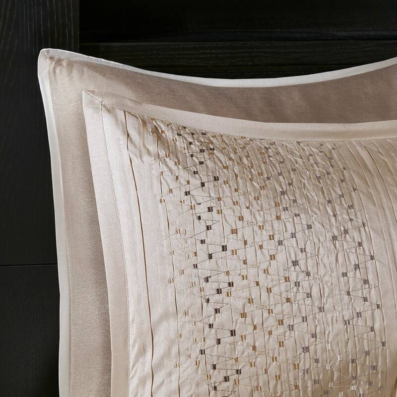 GDF Studio - 8-Piece Embroidered Faux Silk Comforter Set with Decorative Pillows