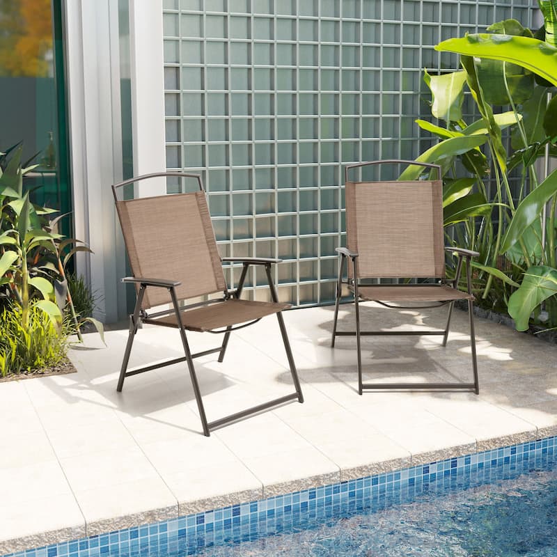 Pellebant Patio Portable Folding Chairs Outdoor Dining Chairs - Brown