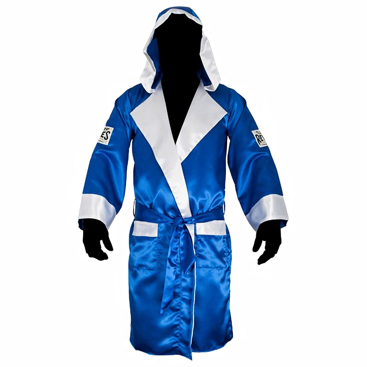 Cleto Reyes Satin Boxing Robe with Hood Large Black//White