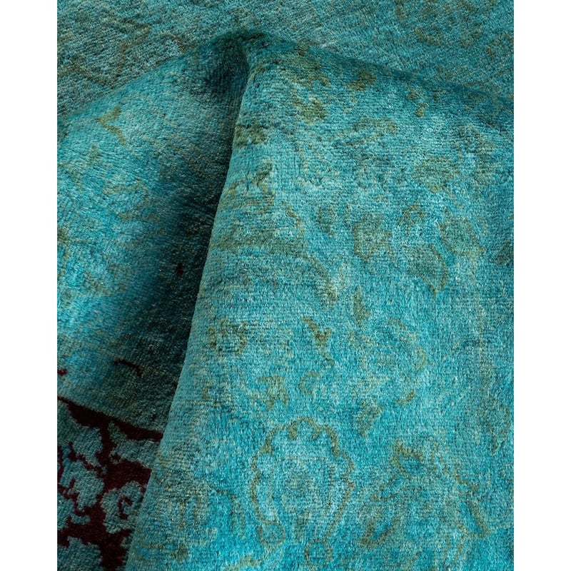 Overton Hand Knotted Wool Vintage Inspired Modern Contemporary Overdyed Blue Area Rug - 4' 1" x 6' 7"