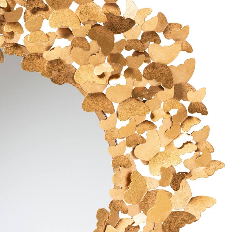 Tauriel Modern Glam and Luxe Antique Goldleaf Metal Butterfly Accent Wall Mirror - Antique goldleaf