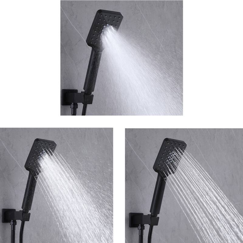 Wall Mount Shower Faucet with Hand Shower Brass 3-Setting Spray Brass Complete Shower System with Pressure Balance Valve