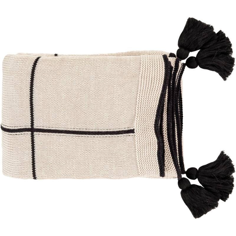 Artistic Weavers Karin Modern Knitted 50" x 60" Cotton Throw - Black