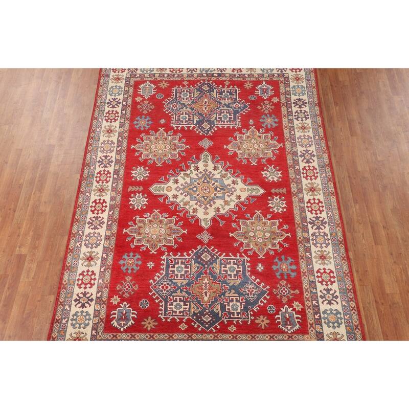 Red Kazak Oriental Area Rug Handmade Traditional Bedroom Wool Carpet - 6'6" x 9'9"