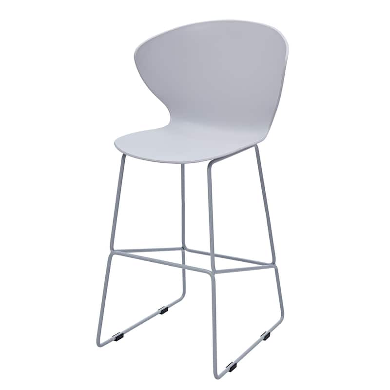 Midcentury Polypropylene Stool with Metal Legs, Set of 2 - Grey - Bar Height