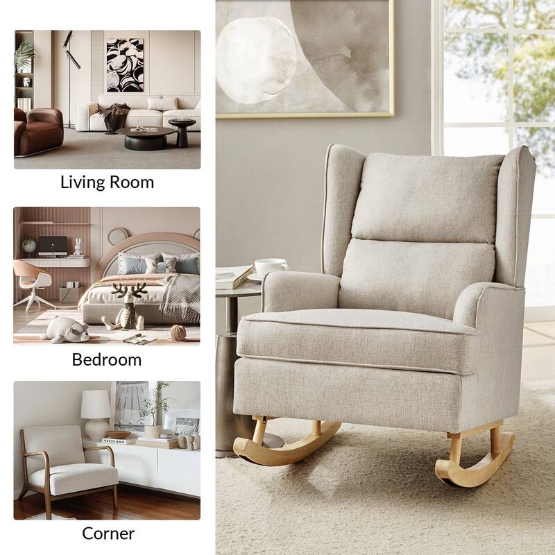 Antolin Modern Rocking Chair with Upholstery Removable Cushions Set of 2 by HULALA HOME