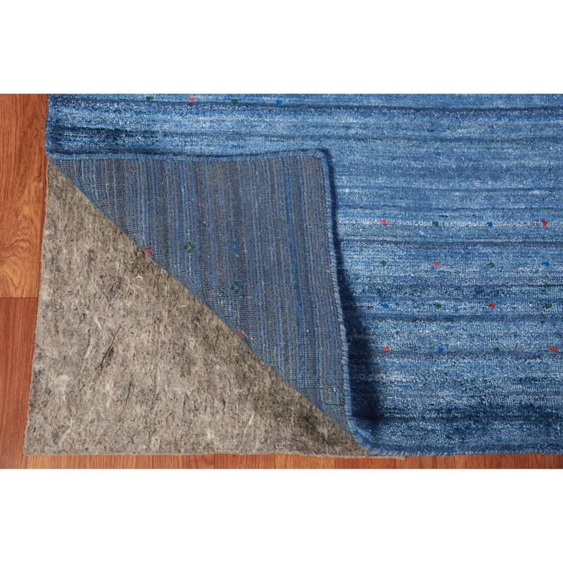 Blue Gabbeh Indian Area Rug Hand-Knotted Silk Carpet - 8'10" x 11'5"