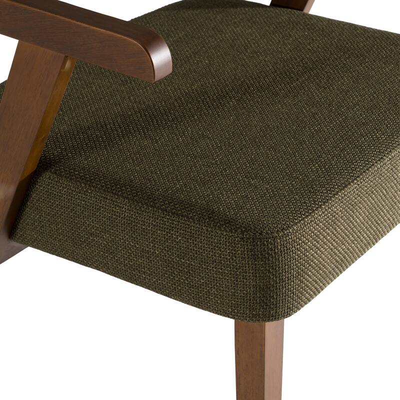 Modrest Sacks Mid-Century Modern Green Fabric & Walnut Dining Chair
