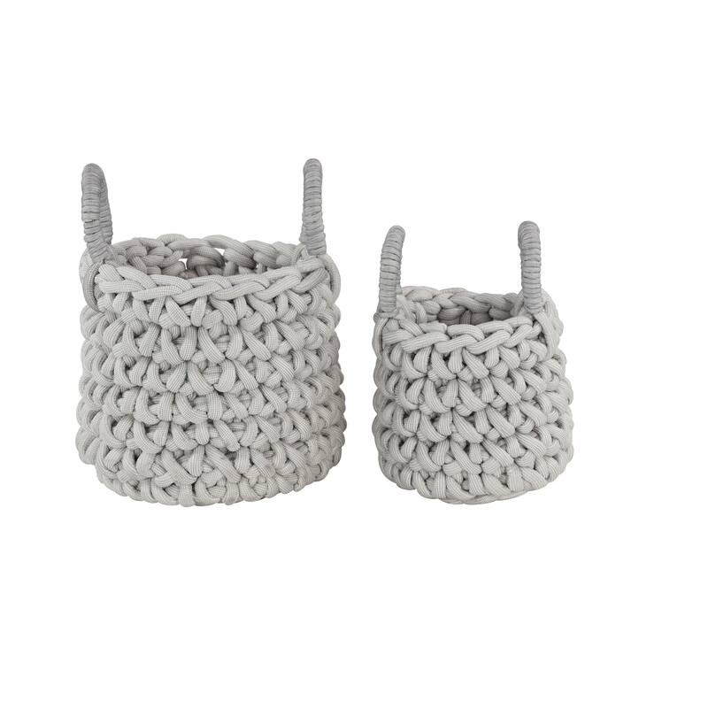 CosmoLiving by Cosmopolitan Grey Fabric Coastal Storage Basket (Set of 2) - S/2 16", 11"H