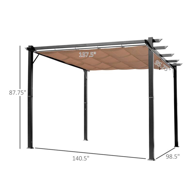 10'x13' Aluminum Patio Pergola with Retractable Canopy, Outdoor Shade Shelter for Backyard, Garden & Grill Area