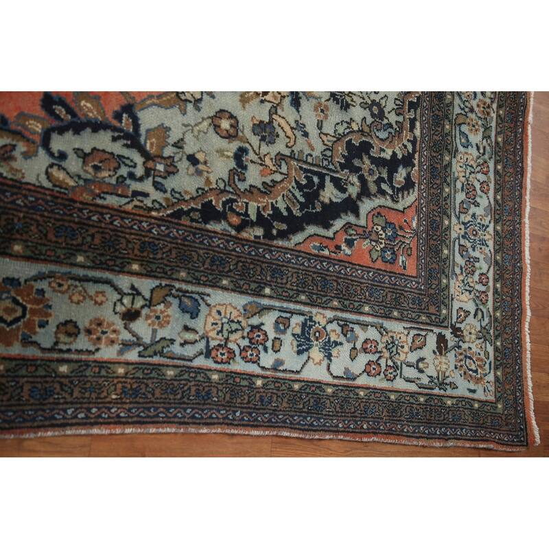 Hand Knotted Oriental 100% Wool Carpet Traditional Floral Coral Hamedan Area Rug - 13' 1'' X 10' 3''