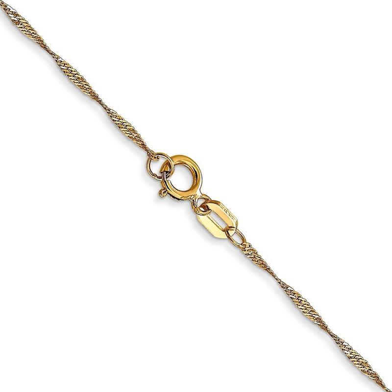 Curata 14k Yellow Gold Carded 1.0mm Singapore Chain Necklace (Spring-ring) Options: 16 18 20 24