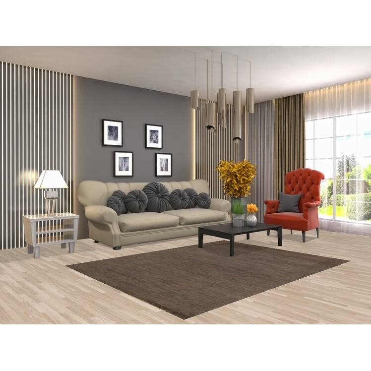 Dark Brown Gabbeh Oriental Rug Hand-Knotted Wool Carpet - 5'1" x 6'8"