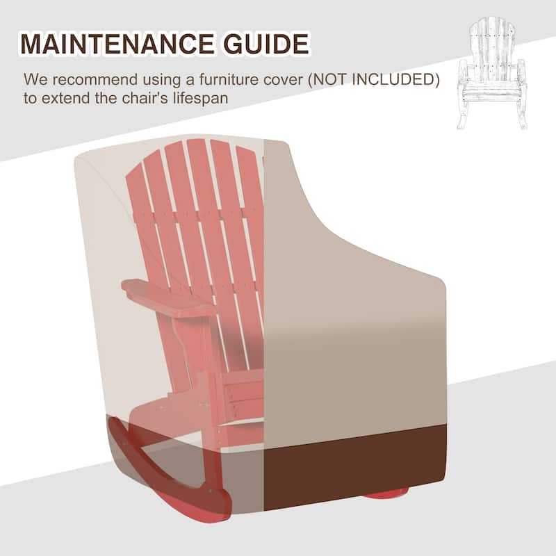 Fir Wood Outdoor Rocking Chair Ergonomic Comfortable Porch Balcony Backyard Chair - 30.25" L x 37" W x 38.25" H