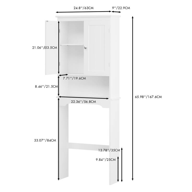 Over The Toilet Storage Cabinet, Bathroom Shelf Organizer, MDF Space Saver with Adjustable Shelves