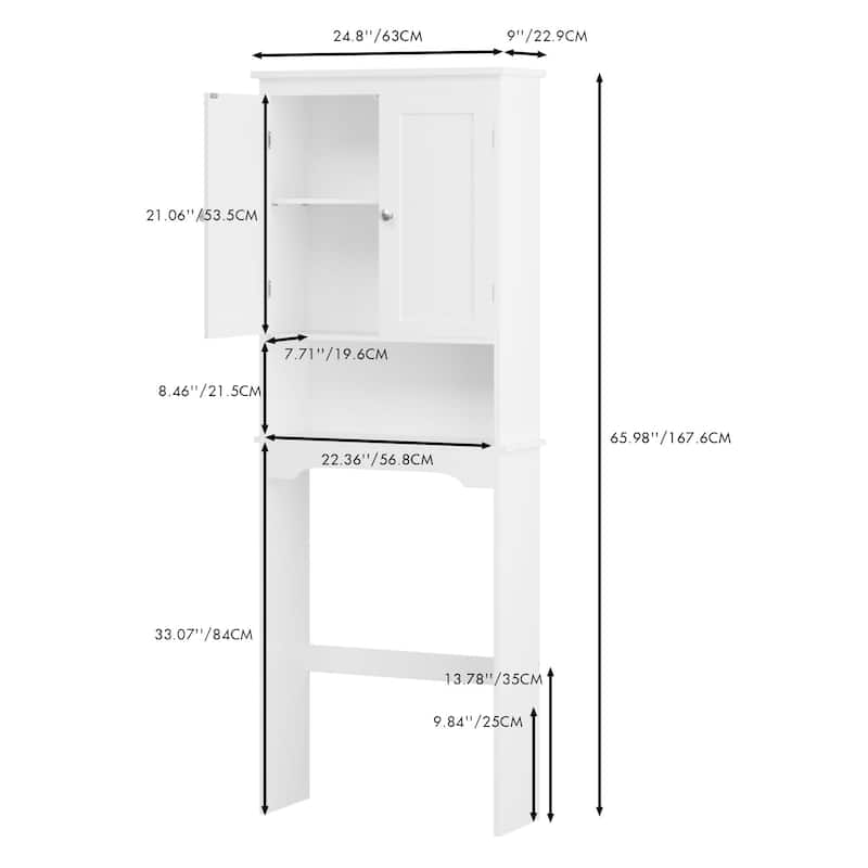 Sofucor Over The Toilet Storage Cabinet,Bathroom Shelf Over Toilet,Bathroom Storage Cabinet Organizer,White,Retro-Modern Design