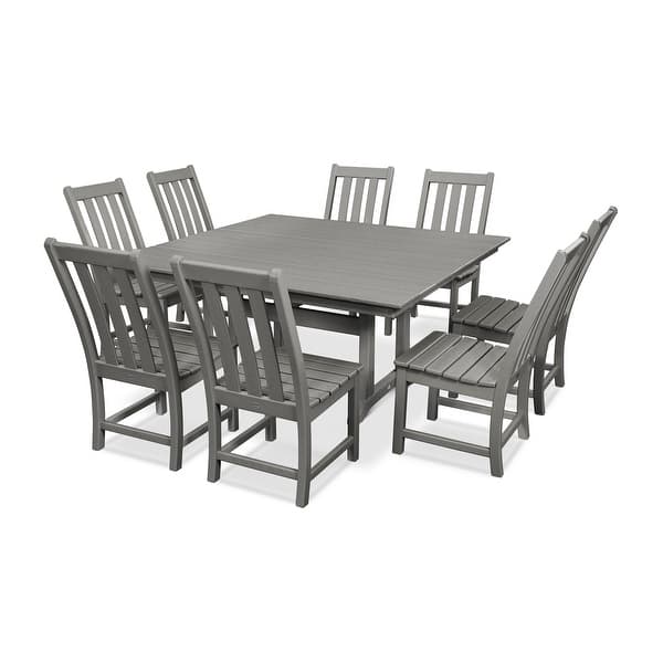 slide 2 of 12, POLYWOOD Vineyard 9-Piece Farmhouse Dining Set Slate Grey