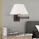 preview thumbnail 9 of 12, Livex Lighting 1-Light Off-White Shade Swing Arm Wall Lamp, 40039