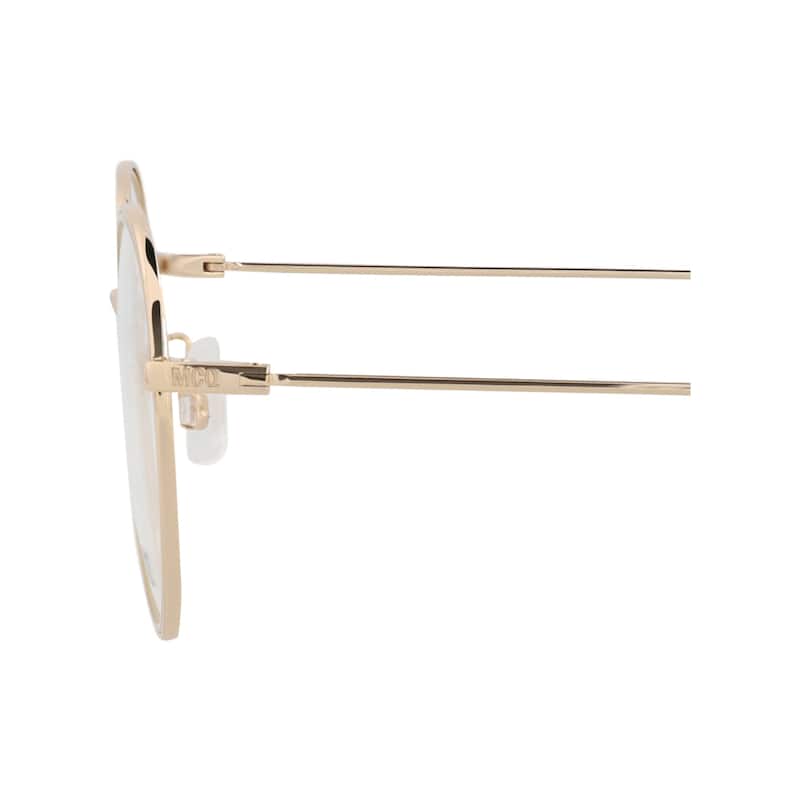 McQ Alexander McQueen Round-Frame Metal Optical Frames, Transparent Lens, Shiny Light Gold Frame