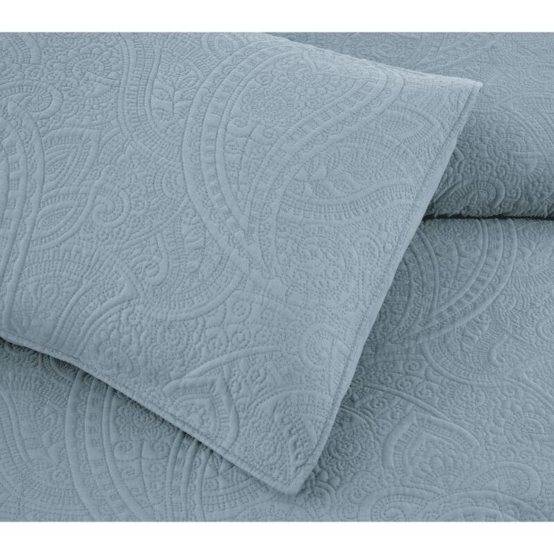 Bedford Lane Collection Embroidered Paisley Cotton Shell Quilt Set - 5 color way