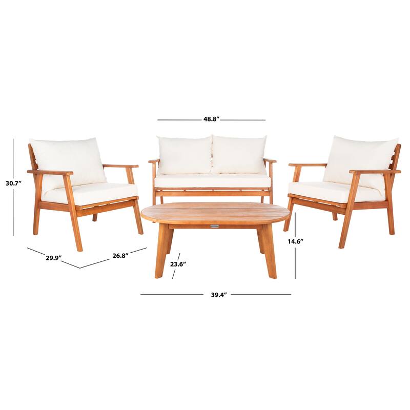SAFAVIEH Outdoor Deacon 4-piece Conversation Patio Set. - 49" W x 30" D x 31" H