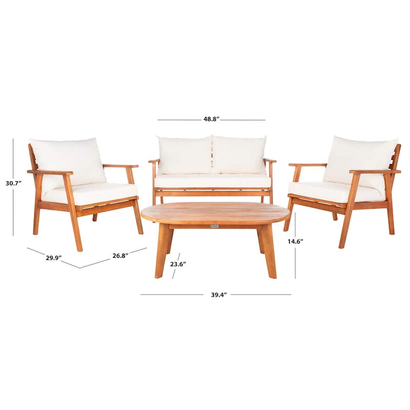 SAFAVIEH Outdoor Lupe 4-Piece Conversation Patio Set - 49W x 31D x 30H