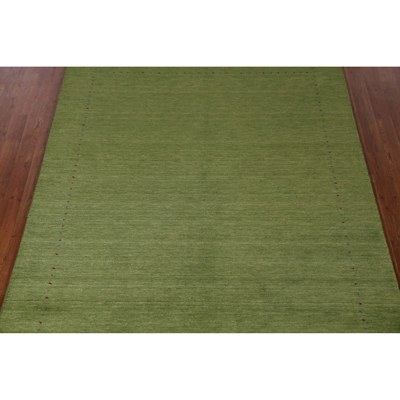 Hand Knotted Oriental 100% Wool Carpet Tribal Tribal Green Gabbeh Area Rug - 7' 7'' X 5' 3''