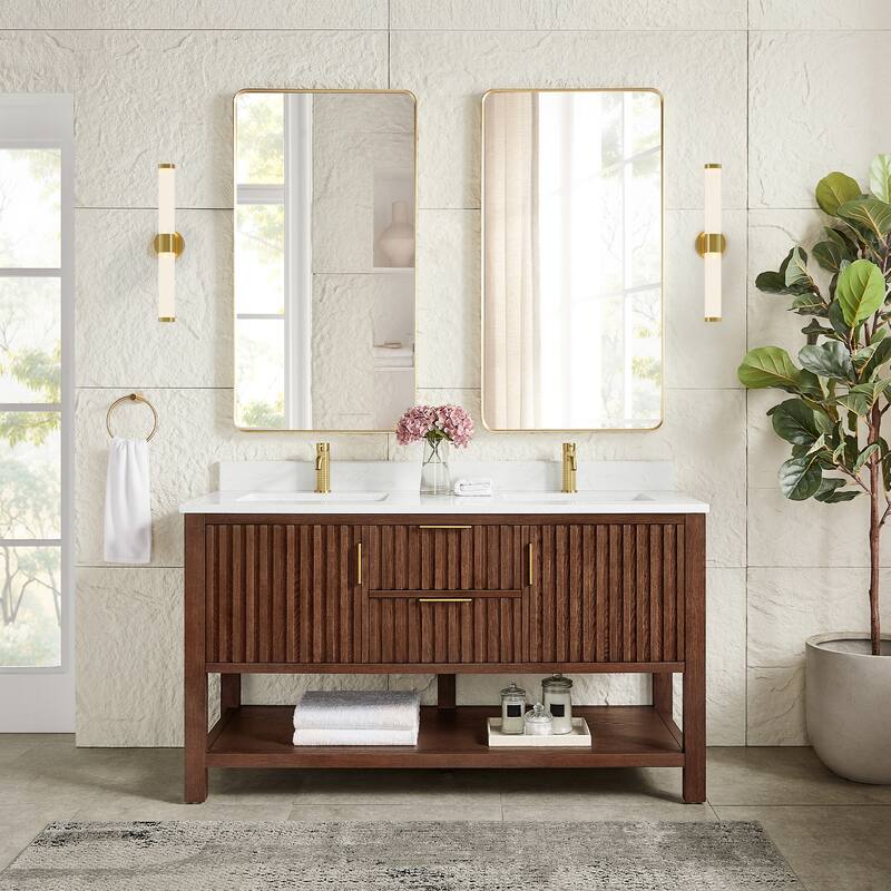 Tehran Bath Vanity with Composite Stone Top without Mirror