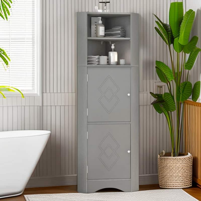 61" H Bathroom Cabinet,Narrow Toilet Organizer Side Corner Storage Tall Corner Cabinet