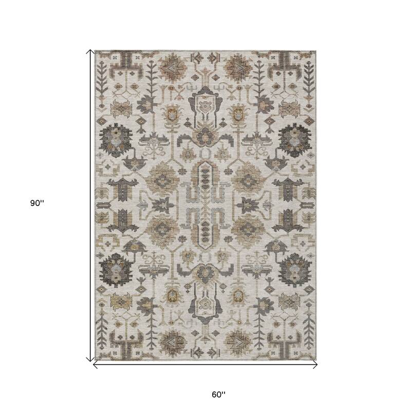 HomeRoots Oriental Traditional Rectangle Outdoor Rug