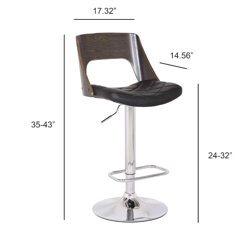 Mid Century Modern Wood/ Metal Adjustable Swivel Barstool