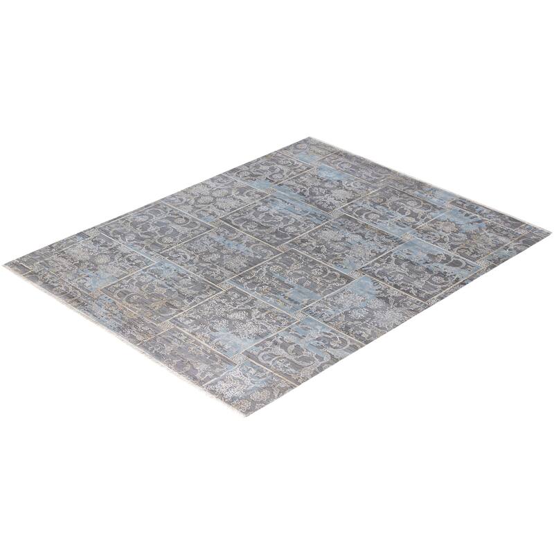 Ikat One-of-a-Kind Hand-Knotted Area Rug, Gray - 8' 1" x 10' 1"