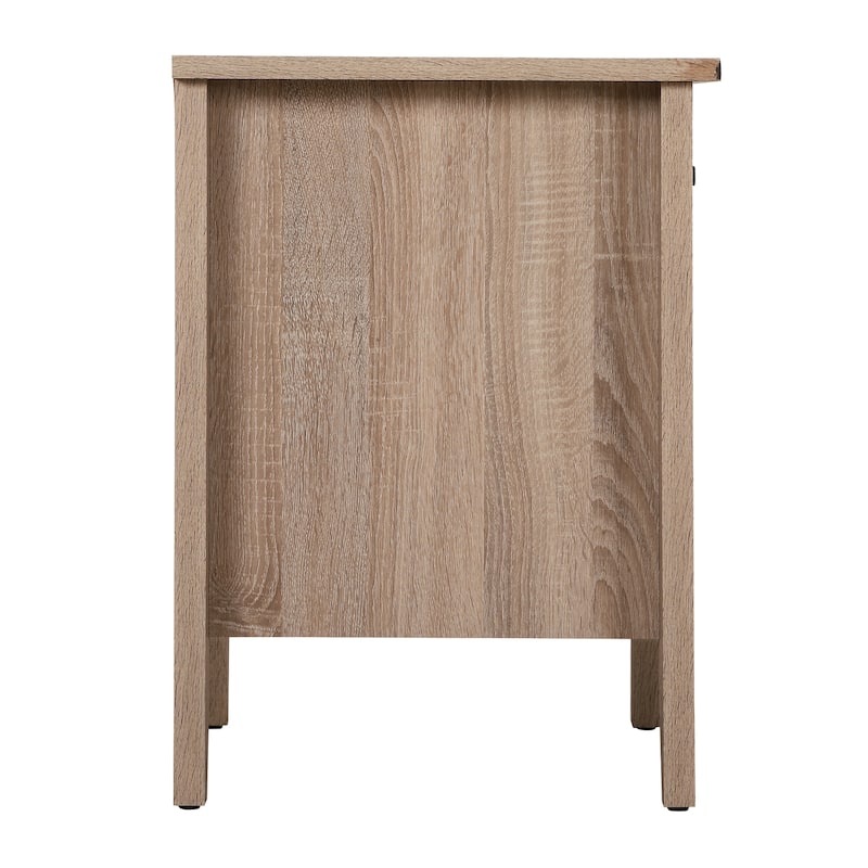 Sandle Wood Nightstand 24x21x18 Warm Compact Bedside Table with Modern Finish, Durable Build and Convenient Storage
