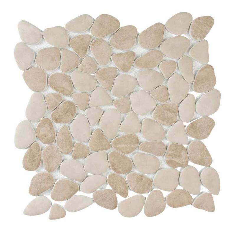 Huron Rock 12x12 Matte Glass Pebble Mosaic Tile - Floor, Wall, Backsplash