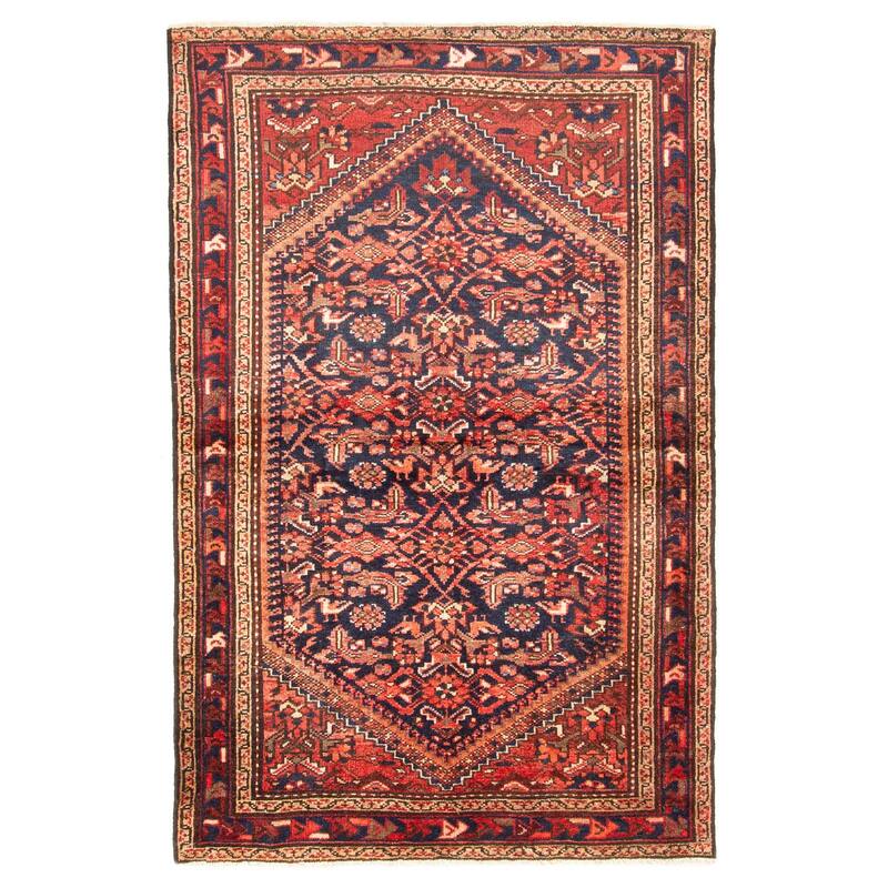 ECARPETGALLERY Hand-knotted Andelz Dark Navy Wool Rug - 4'1 x 6'4