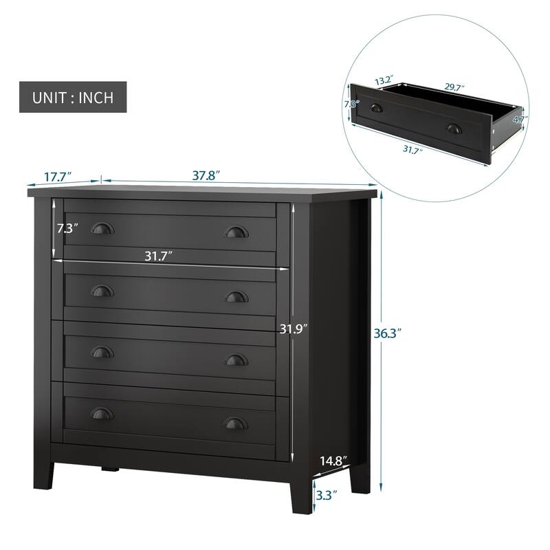 4Drawer Wood Storage Buffet Sideboard Service Counter with