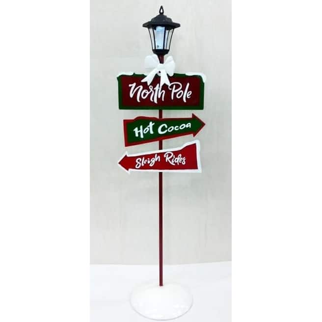 Standing "North Pole" Solar Lantern with Crossing Signs