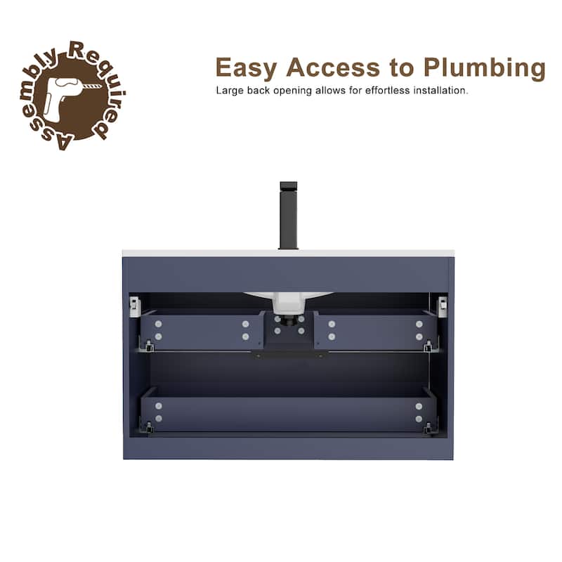 24"/30"/36"/48" Ceramic Vessel Sink Wall Mounted Bathroom Vanity Set