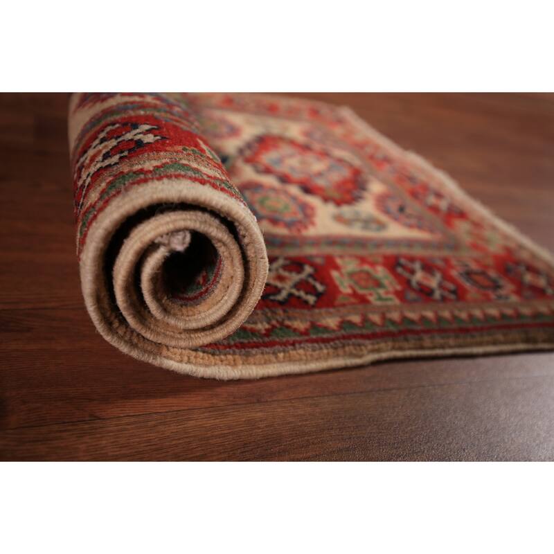 Geometric Kazak Oriental Foyer Rug Handmade Traditional Wool Carpet - 2'0" x 3'0"