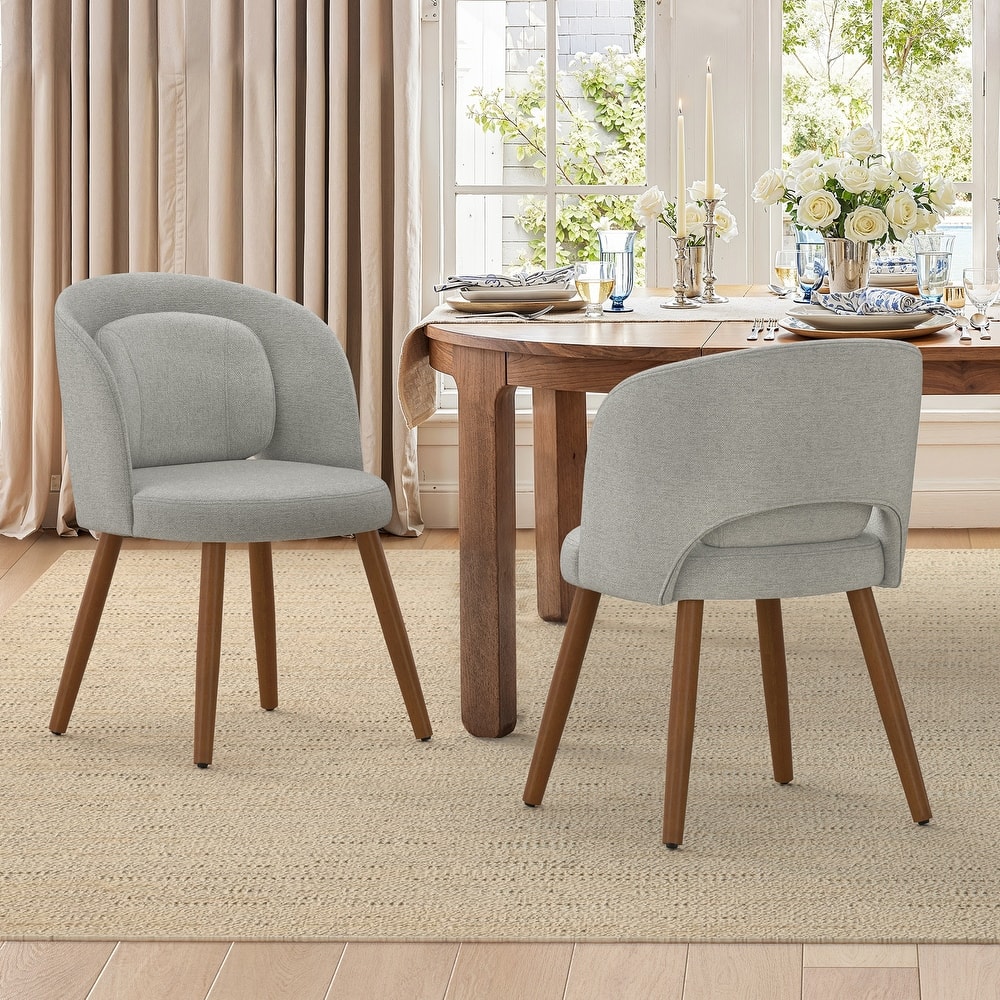 Upholstered Dining Chairs with Back Set of 2/4/6，Linen Dining Room Chairs with Lumbar Pillow for Dining Room, Beige