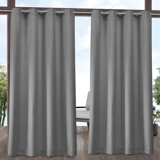 ATI Home Indoor/Outdoor Solid Cabana Grommet Top Curtain Panel Pair - 54x120 - Medium Grey