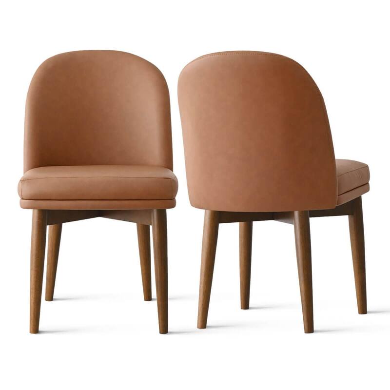Faux Leather Upholstered Parson Chair(Set of 2)