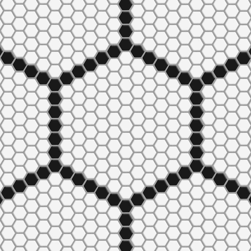 Merola Tile Metro Geo 1" Hex Matte White w/Black Edge 10-1/2" x 11-5/8" Porcelain Mosaic Floor and Wall Tile