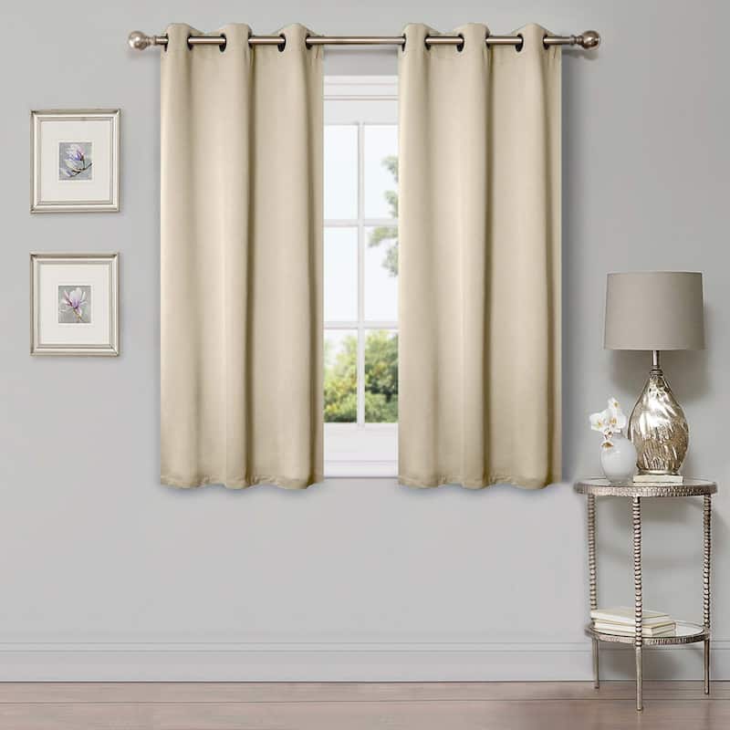 Superior Modern Solid Washable Room Darkening Blackout Curtains, Set of 2 Panels - 4PC- 42" x 63" - Ivory